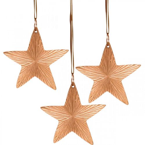 Floristik24 Stjärnhänge, juldekoration, metalldekoration kopparfärgad 9,5 × 9,5 cm 3st