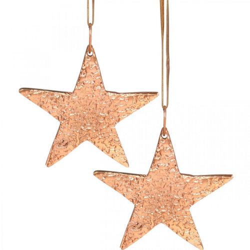 Artikel Kopparstjärna att hänga, julgransdekoration, metallhängen 8 × 9cm 2st
