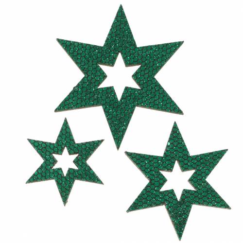 Spridd deco-stjärna grön 3-5 cm 48st