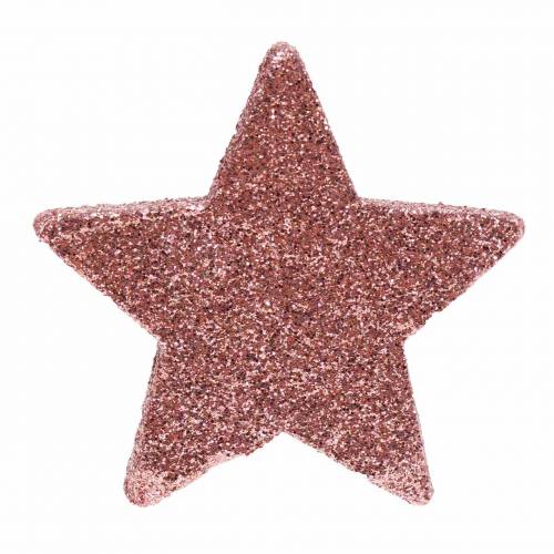 Floristik24 Stjärna med glitter strö dekoration 6,5 cm rosa 36st