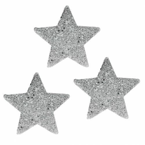 Artikel Spridda stjärnor med glitter Ø6,5cm silver 36st