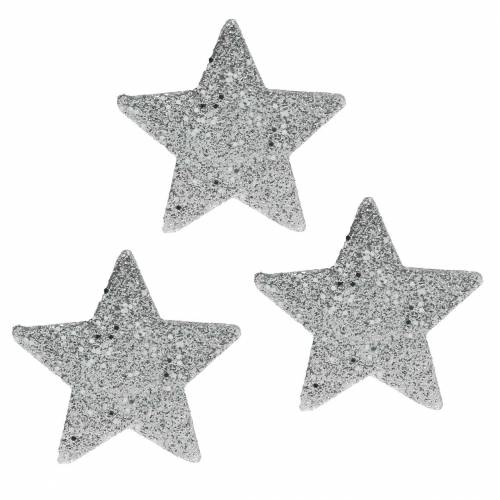 Floristik24 Scatter dekorationsstjärnor med glitter Ø6,5cm silver 36 st