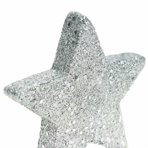 Artikel Scatter dekorationsstjärnor med glitter Ø6,5cm silver 36 st