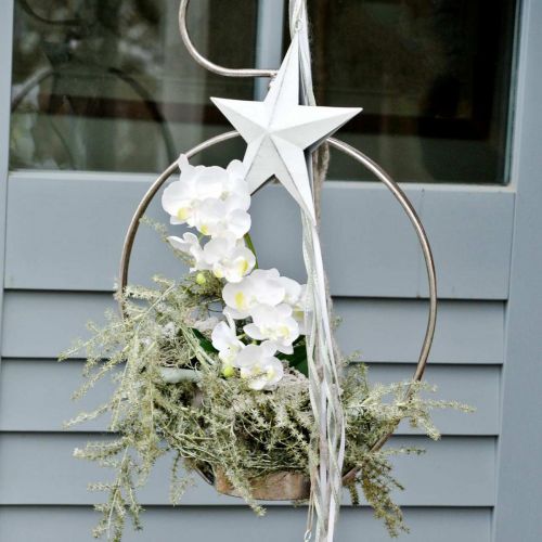 Artikel Metallstjärna att hänga, julhänget, adventsdekoration vit, Shabby Chic 11 × 11cm