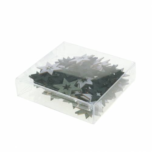 Floristik24 Scatter dekoration stjärna svart, silver, mörkgrå assorterad 4cm 72 st