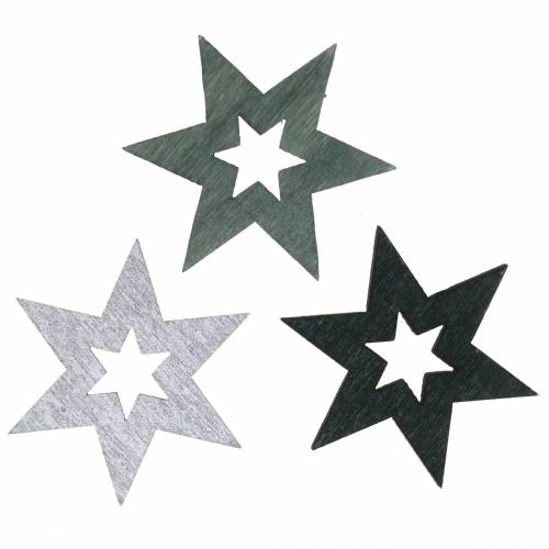 Floristik24 Scatter dekoration stjärna svart, silver, mörkgrå assorterad 4cm 72 st