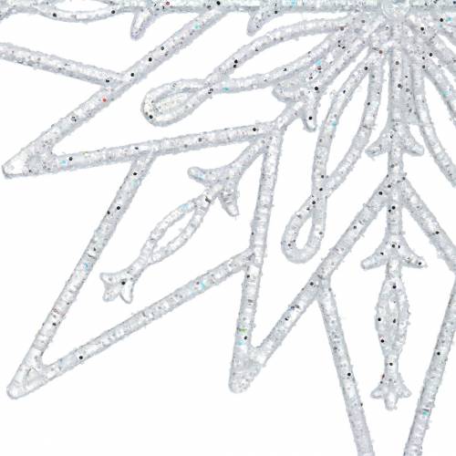 Floristik24 Dekorativ isstjärna att hänga genomskinlig, glitter 24,5cm 6st
