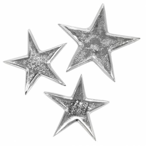 Floristik24 Stjärnor av metallsilver 8,6 × 8,2 cm / 6,9 × 6,7 cm 8 st