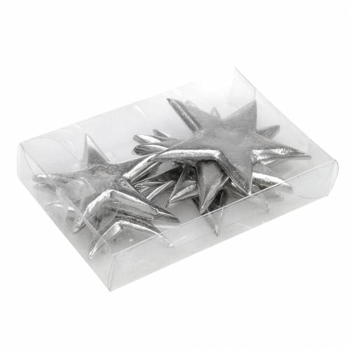 Floristik24 Stjärnor av metall silver 8,6×8,2cm/6,9×6,7cm 8 st