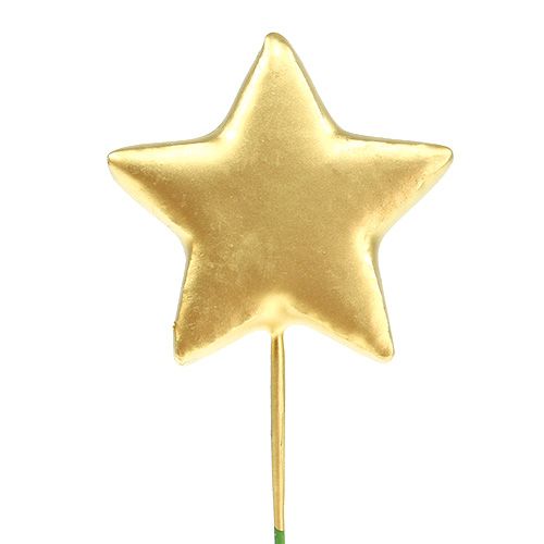 Floristik24 Stjärnor på tråd för pyssel guld 5cm L23cm 48 st