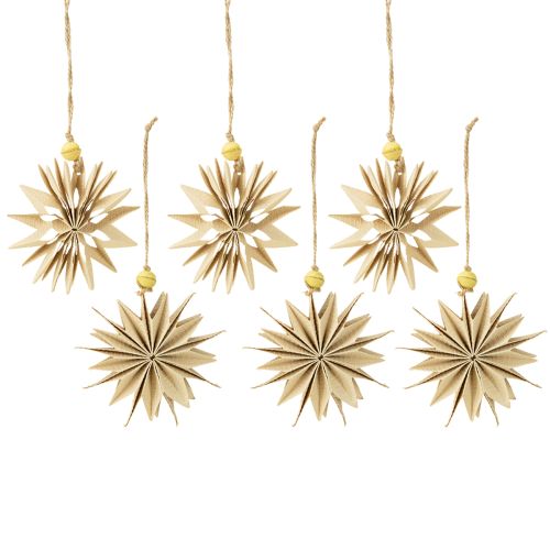 Artikel Pappersstjärnor, naturliga färger, Ø10 cm, 6 stycken