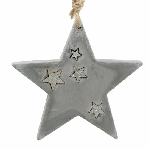 Floristik24 Julstjärnor att hänga från betong grå-silver 11,5 cm 3st