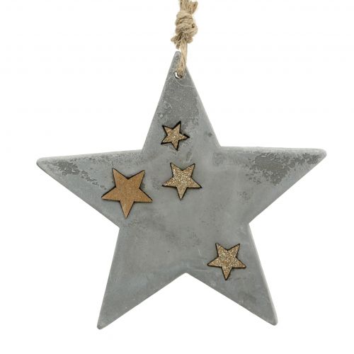 Floristik24 Julstjärnor att hänga i betong grå-guld 11,5 cm 3st