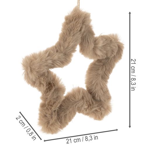 Hängande dekorativ stjärna av fuskpäls, 21 cm, 4 stycken | Floristik24.se