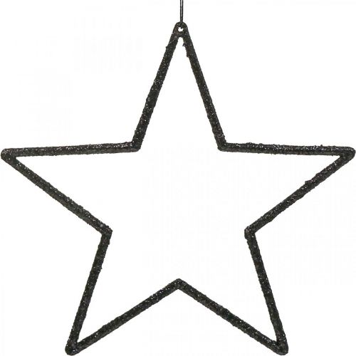 Floristik24 Juldekoration stjärnhänge svart glitter 17,5cm 9st