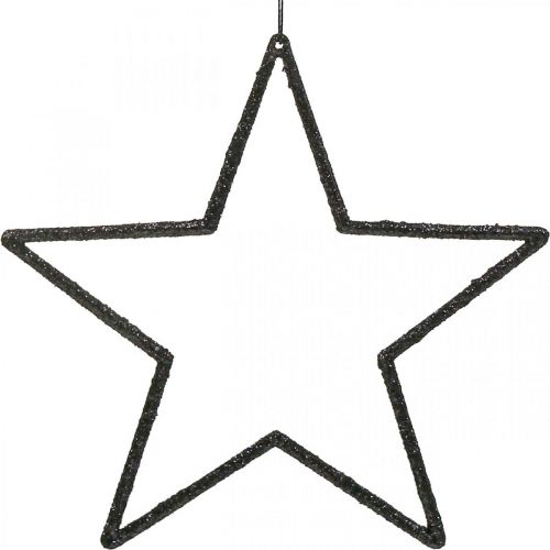 Floristik24 Juldekoration stjärnhänge svart glitter 17,5cm 9 st