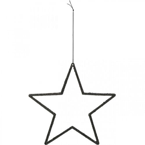 Artikel Juldekoration stjärnhänge svart glitter 17,5cm 9 st