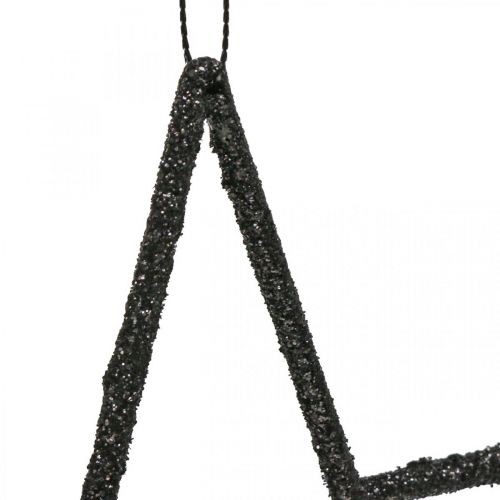 Artikel Juldekoration stjärnhänge svart glitter 17,5cm 9 st