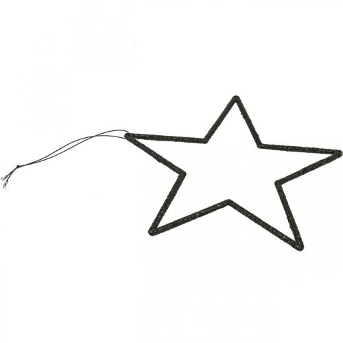 Artikel Juldekoration stjärnhänge svart glitter 17,5cm 9 st