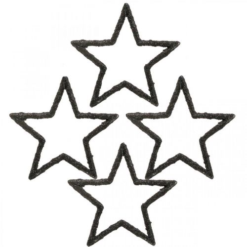 Artikel Strödekoration Julstjärnor svart glitter Ø4cm 120p