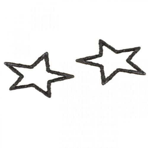Artikel Strödekoration Julstjärnor svart glitter Ø4cm 120 st