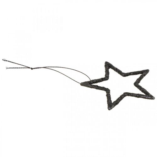 Artikel Juldekoration stjärnhänge svart glitter 7,5cm 40p