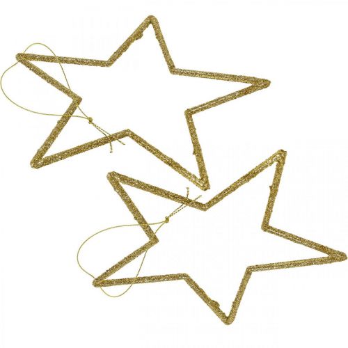 Artikel Juldekoration stjärnhänge gyllene glitter 12cm 12st