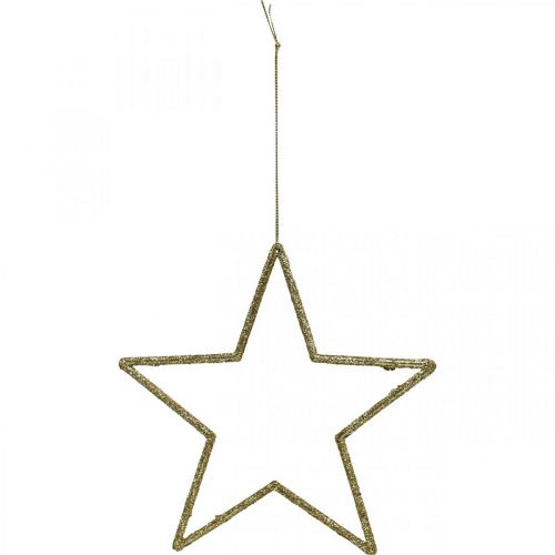 Artikel Juldekoration stjärnhänge gyllene glitter 17,5cm 9st