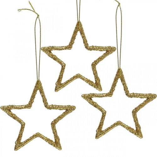 Floristik24 Juldekoration stjärnhänge gyllene glitter 7,5cm 40 st