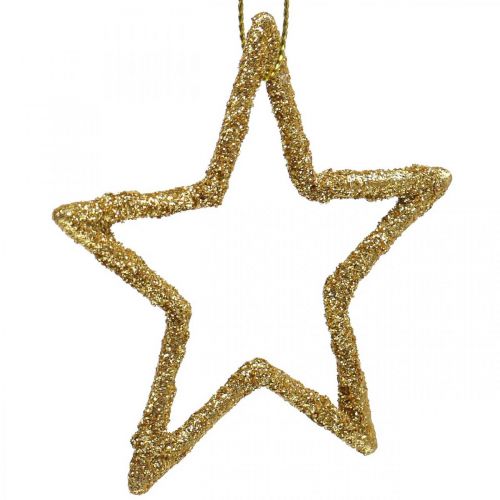 Floristik24 Juldekoration stjärnhänge gyllene glitter 7,5cm 40 st