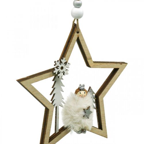 Artikel Juldekoration stjärna deco hängare i trä Ø13,5cm 4st