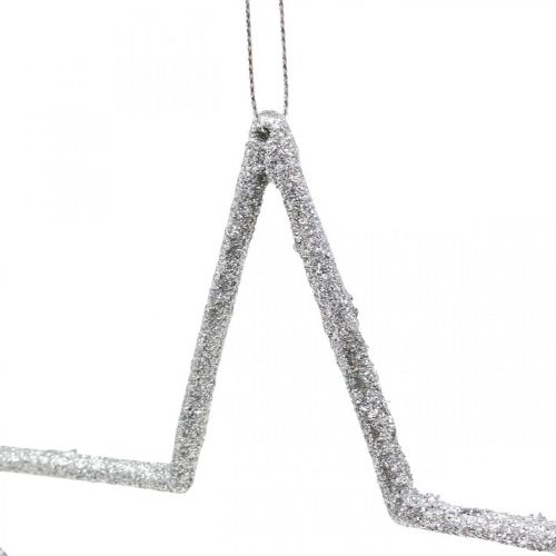 Artikel Juldekoration stjärnhäng silver glitter 17,5cm 9st