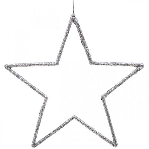Floristik24 Juldekoration stjärnhäng silver glitter 17,5cm 9st