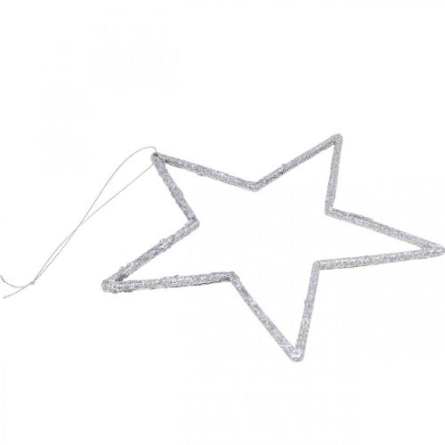 Artikel Juldekoration stjärnhäng silver glitter 17,5cm 9 st
