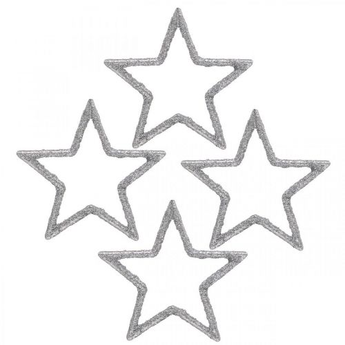 Strödekoration Julstjärnor silverglitter Ø4cm 120 st