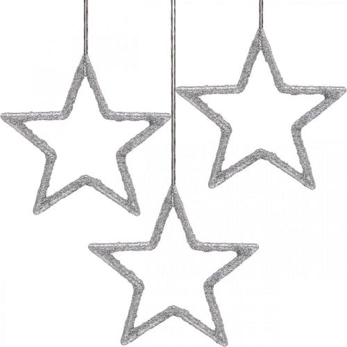 Juldekoration stjärnhänge silver glitter 7,5cm 40p