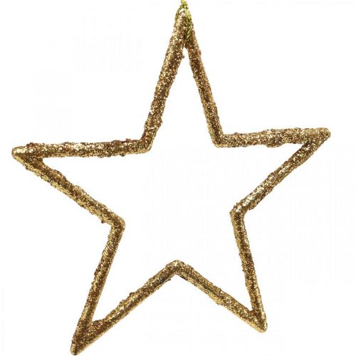 Artikel Glitterstjärnor, adventsdekorationer, stjärndekorationer att hänga, juldekorationer gyllene 11,5 × 12cm 12st