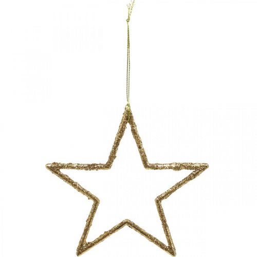 Floristik24 Glitterstjärnor, adventsdekorationer, stjärndekorationer att hänga, juldekorationer gyllene 11,5 × 12cm 12st
