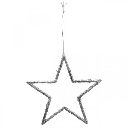 Floristik24 Stjärna att hänga, julgransdekorationer, dekorationsstjärna silver 11,5 × 12cm 12st