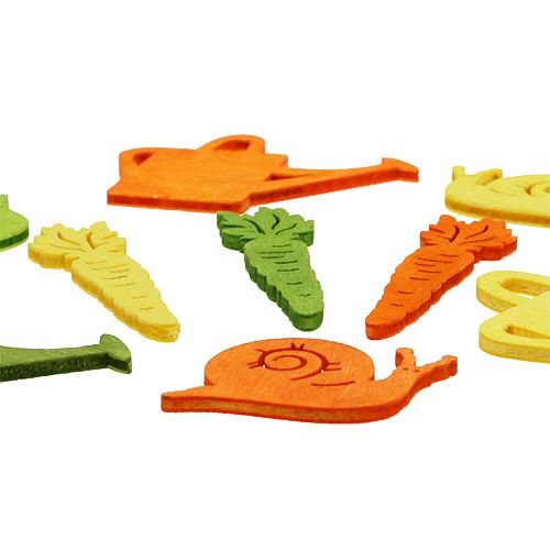 Artikel Strödekor i trä med färgglada motiv 4-6cm 72 st