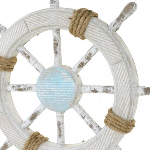 Floristik24 Maritim dekoration, träratt naturell, blå och vit shabby chic Ø35cm