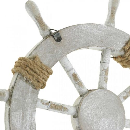 Floristik24 Maritim dekoration, träratt naturell, blå och vit shabby chic Ø35cm