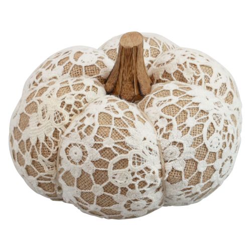 Tyg pumpa dekoration jute spets vit/beige vintage dekoration Ø15cm