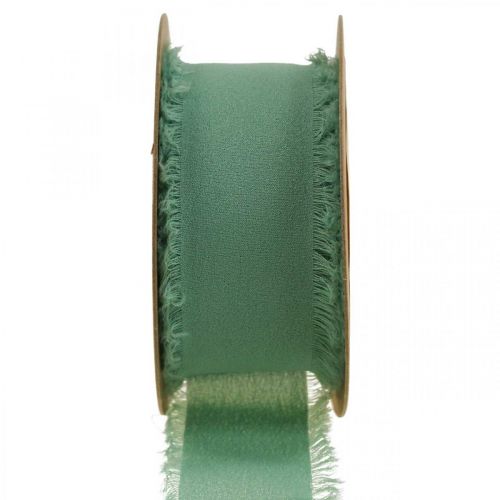 Artikel Tygband decoband med fransar salviagrön 40mm 15m