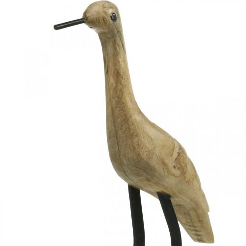 Floristik24 Trä vadare, stående kran, dekorativ fågel naturfärg, svart H40cm