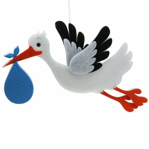 Dekorativ stork för att hänga blå 45,5 cm x 39 cm x 2 cm