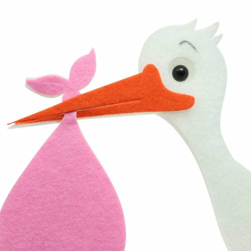 Floristik24 Dekorativ stork för att hänga rosa 45,5 cm x 39 cm x 2 cm