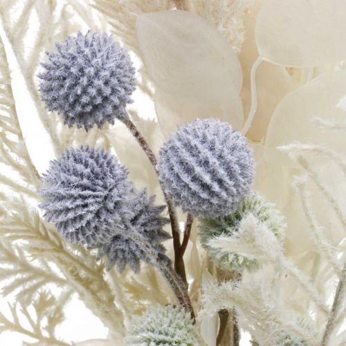 Silverbladglob tistel ormbunke konstgjorda blommor kräm 56cm knippe