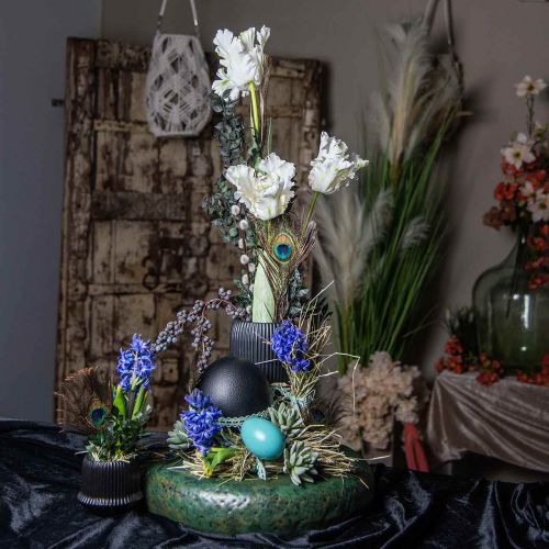 Floristik24 Strutsäggsdekoration utblåst påskdekoration svart Ø12cm H14cm