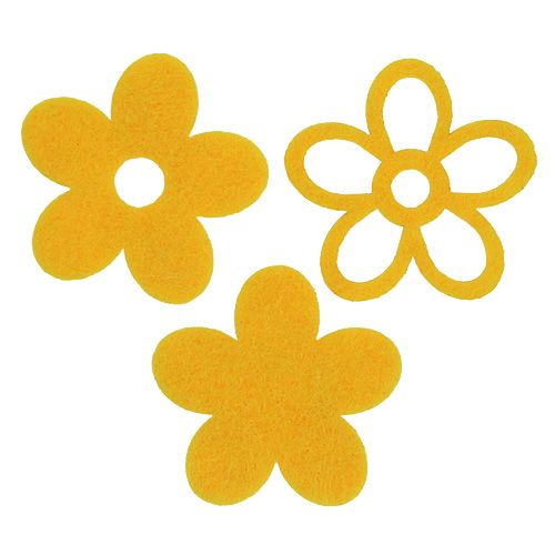 Floristik24 Strödekor filt blomma gul assorterad 4cm 72 st